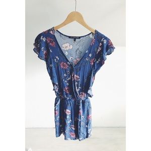 one clothing Floral Flutter Sleeve Romper